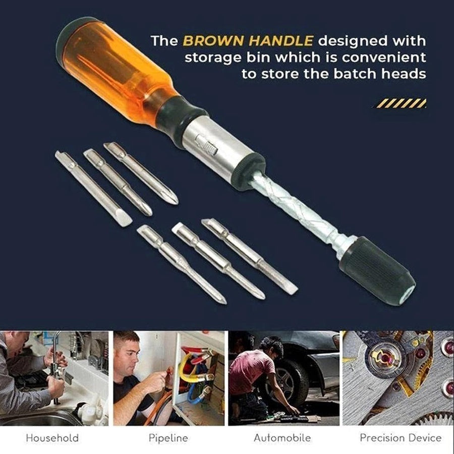 Push Pull Ratchet Screwdriver Set | مفك راتشيت يدوي قابل للتبديل مع رؤوس متعددة