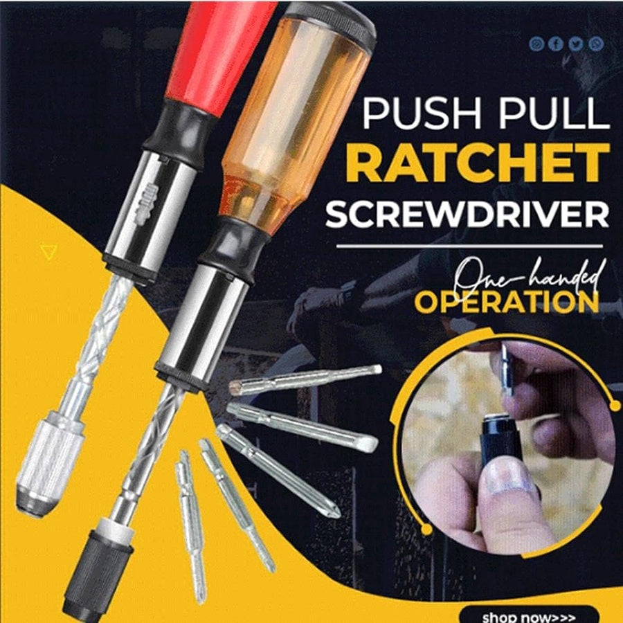 Push Pull Ratchet Screwdriver Set | مفك راتشيت يدوي قابل للتبديل مع رؤوس متعددة