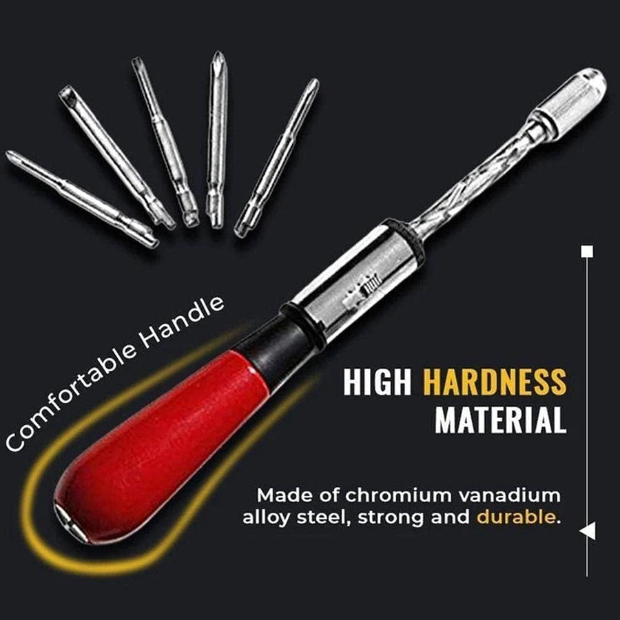 Push Pull Ratchet Screwdriver Set | مفك راتشيت يدوي قابل للتبديل مع رؤوس متعددة